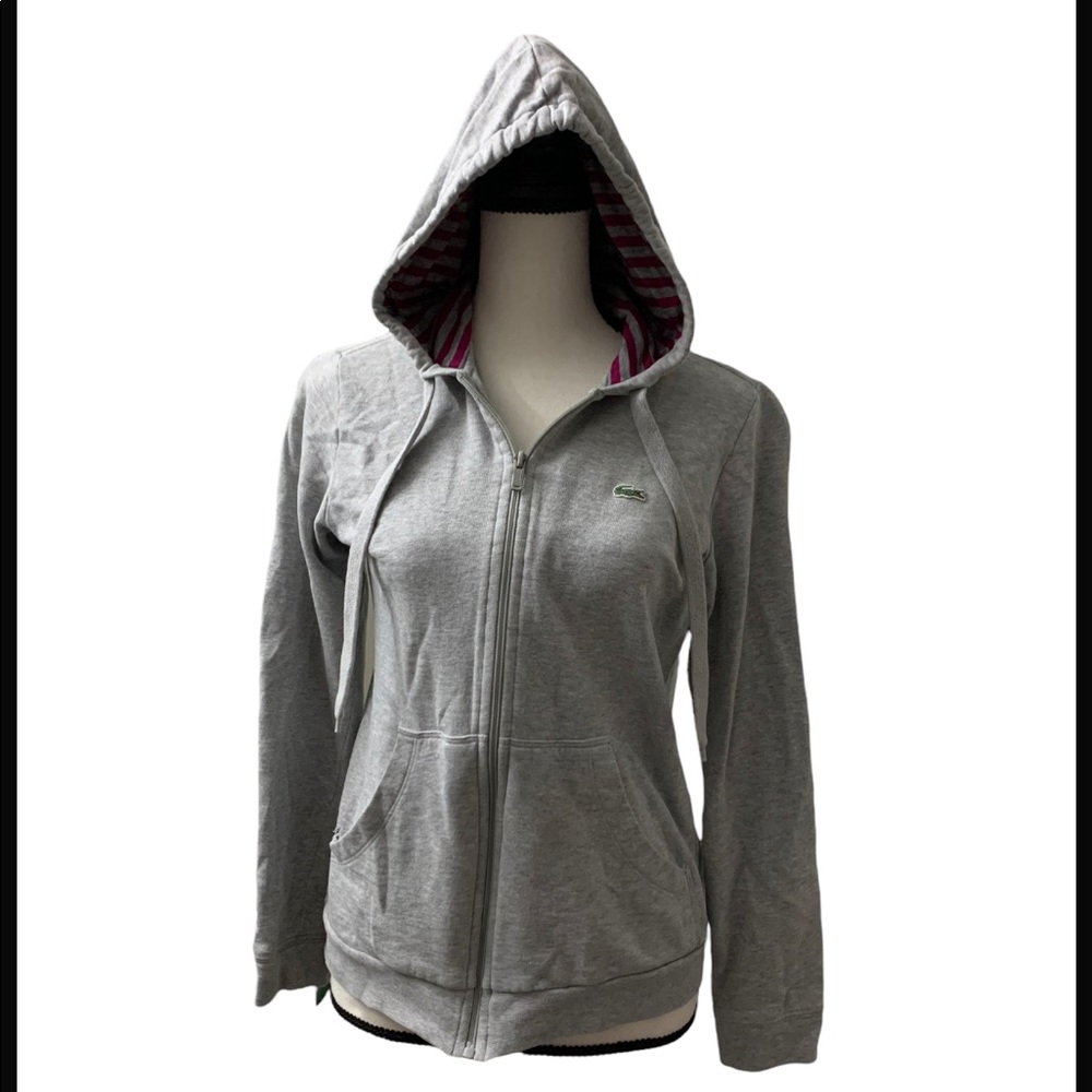 Lacoste sports jacket with hoodie-Gray size 40